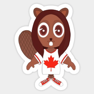 Canadian Beaver and the Red Sneakers Sticker